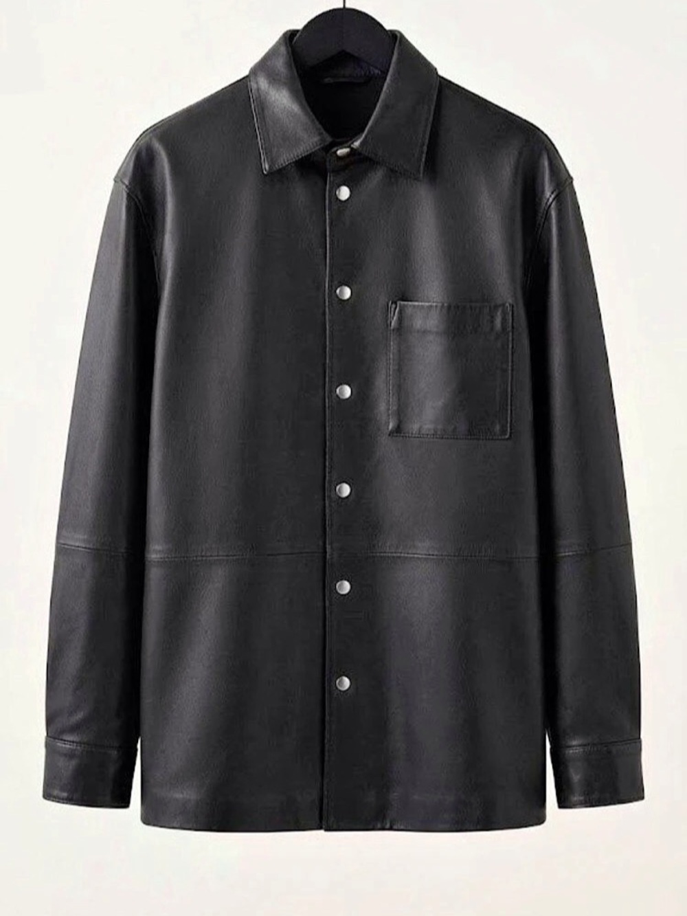 ZARA Black Leather Shirt Jacket Like New